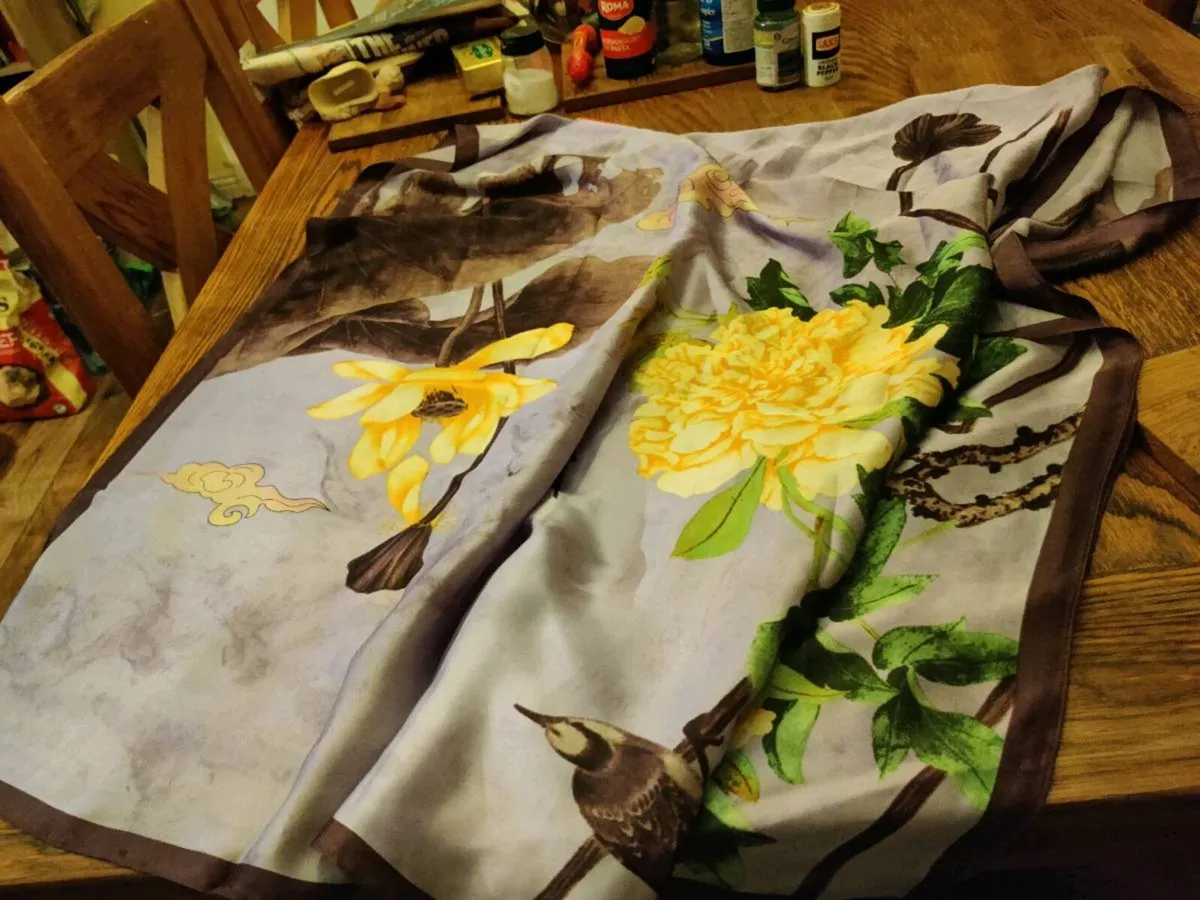 REAL SATIN SCARF Soft Slinky Knee Lenght Hand Sewn - Image 2