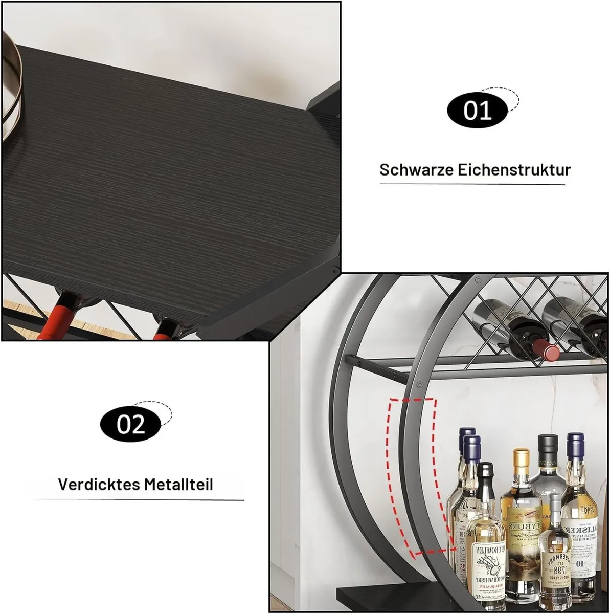 Wine Rack Serving Cart Kitchen Bar Trolley - Image 3