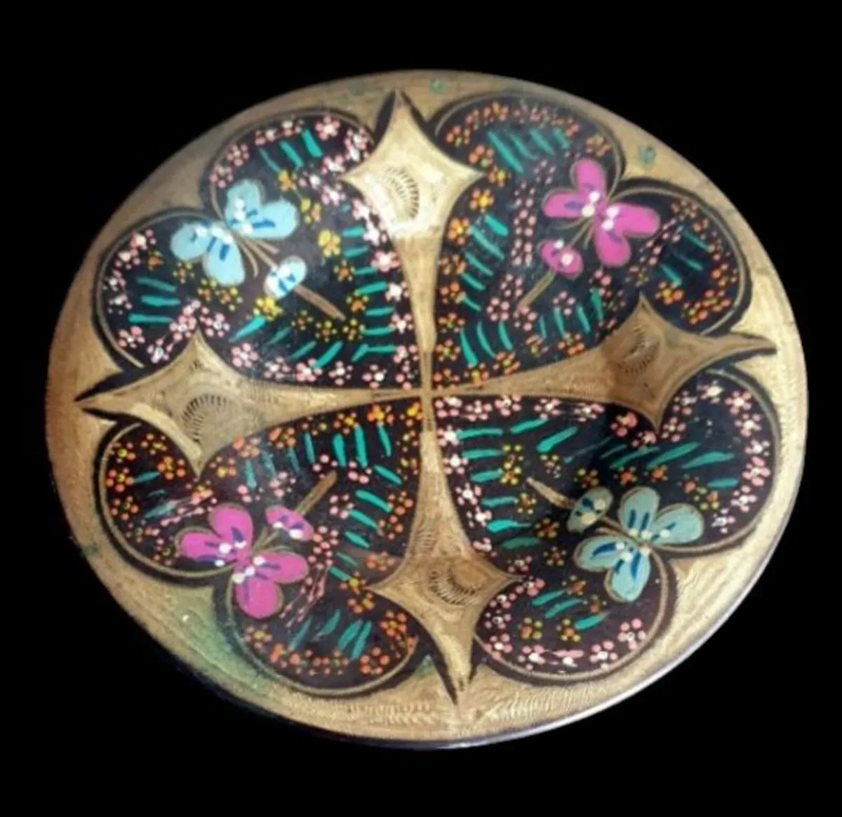 Vintage Brass Cloisonné & Enamel Dish/Plaque - Image 3