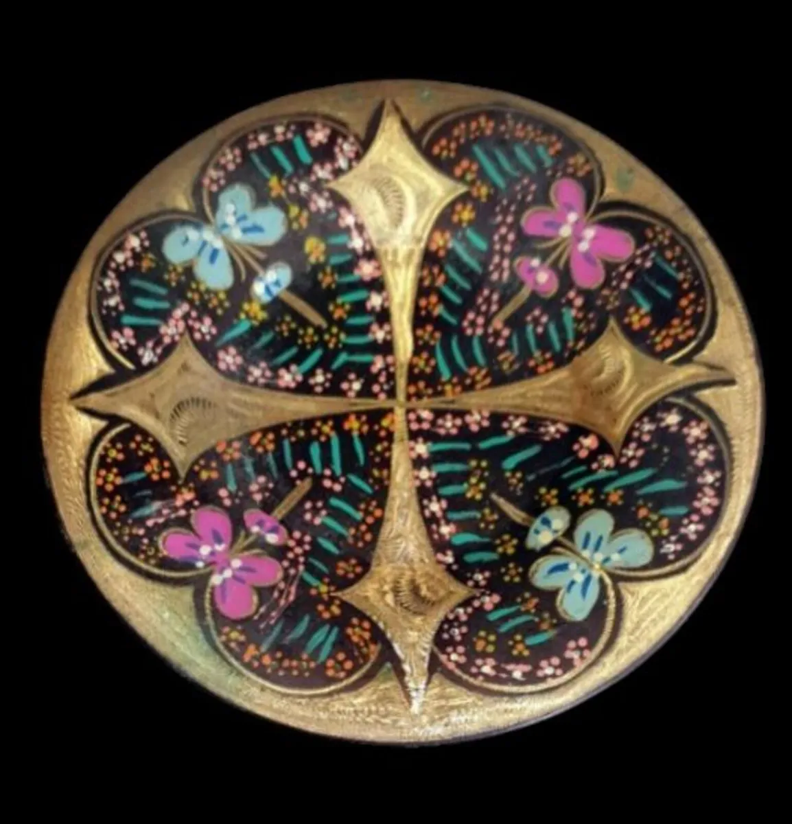 Vintage Brass Cloisonné & Enamel Dish/Plaque - Image 4
