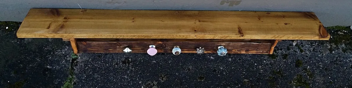 NEW Rustic Floating Shelf / Mantle / Coat Rack - Image 2