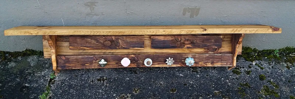 NEW Rustic Floating Shelf / Mantle / Coat Rack - Image 1