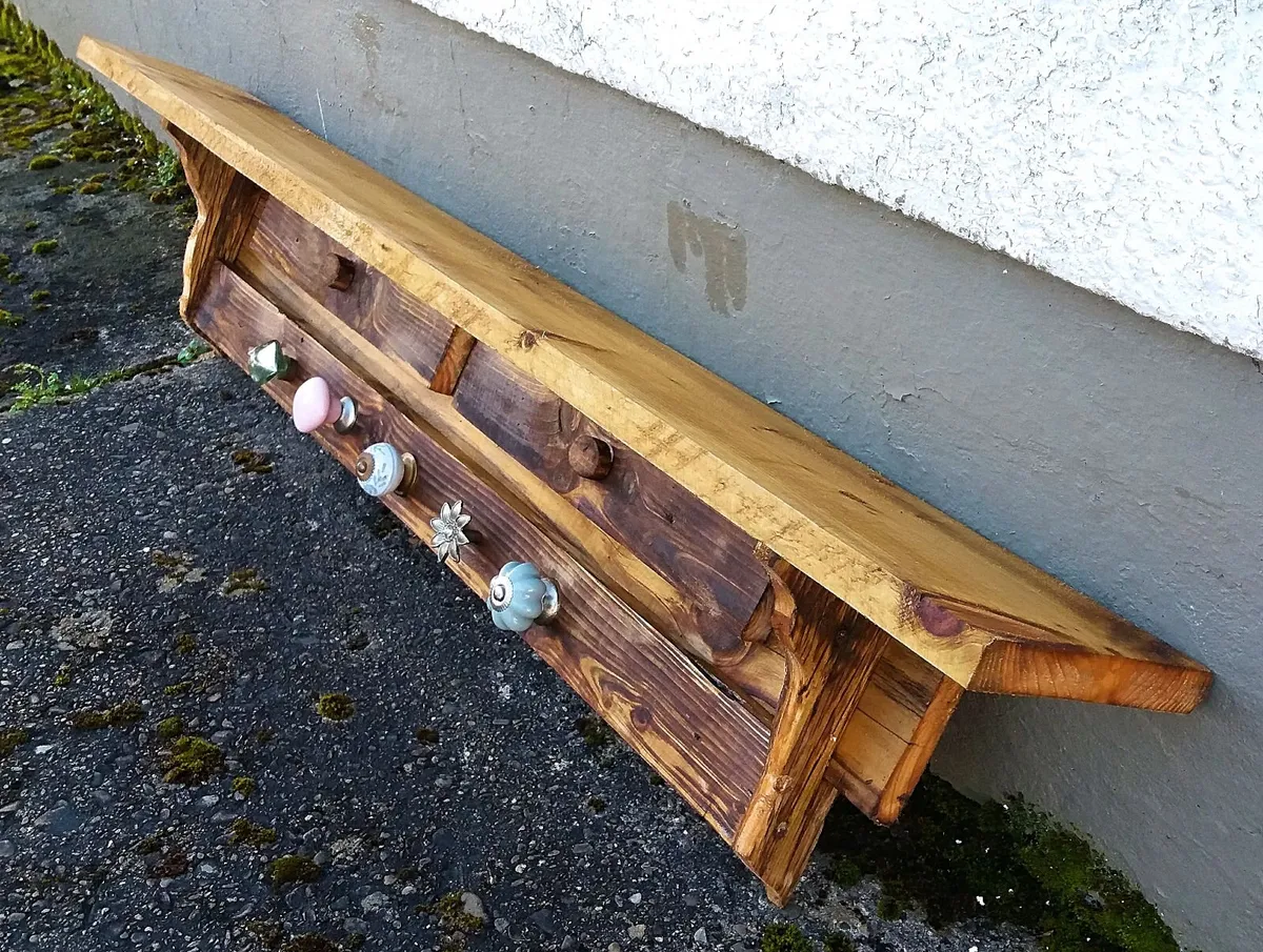 NEW Rustic Floating Shelf / Mantle / Coat Rack - Image 4