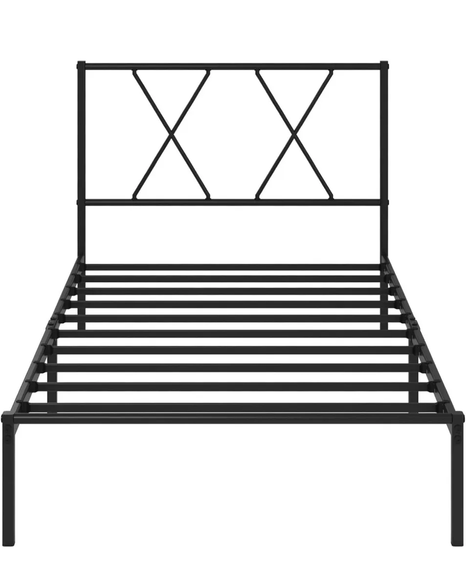 Modern 3ft Single Metal Bed Frame with Headboard ( - Image 2