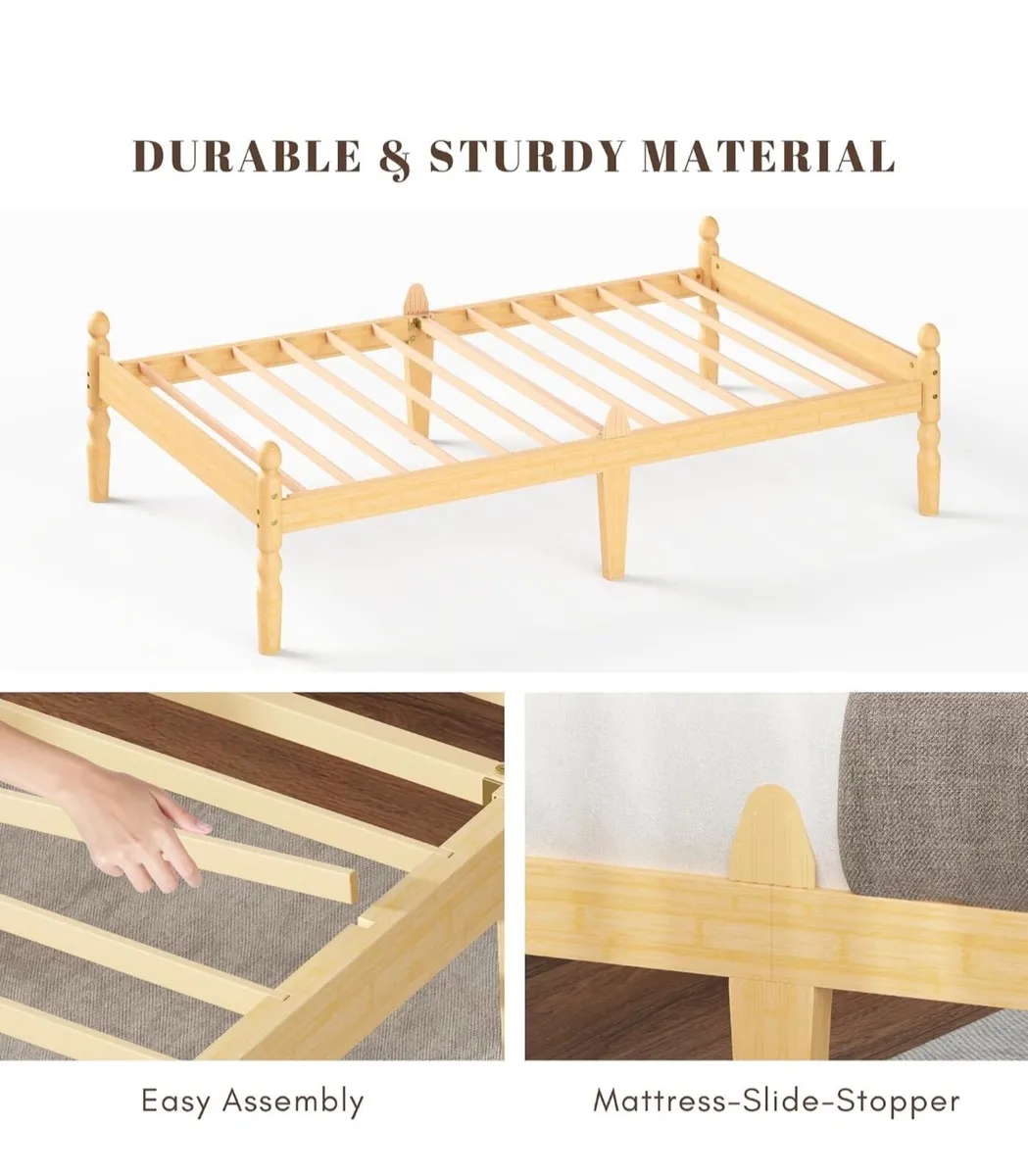 Solid Wood Single Bed Frame | Eco-Friendly Bamboo - Image 2