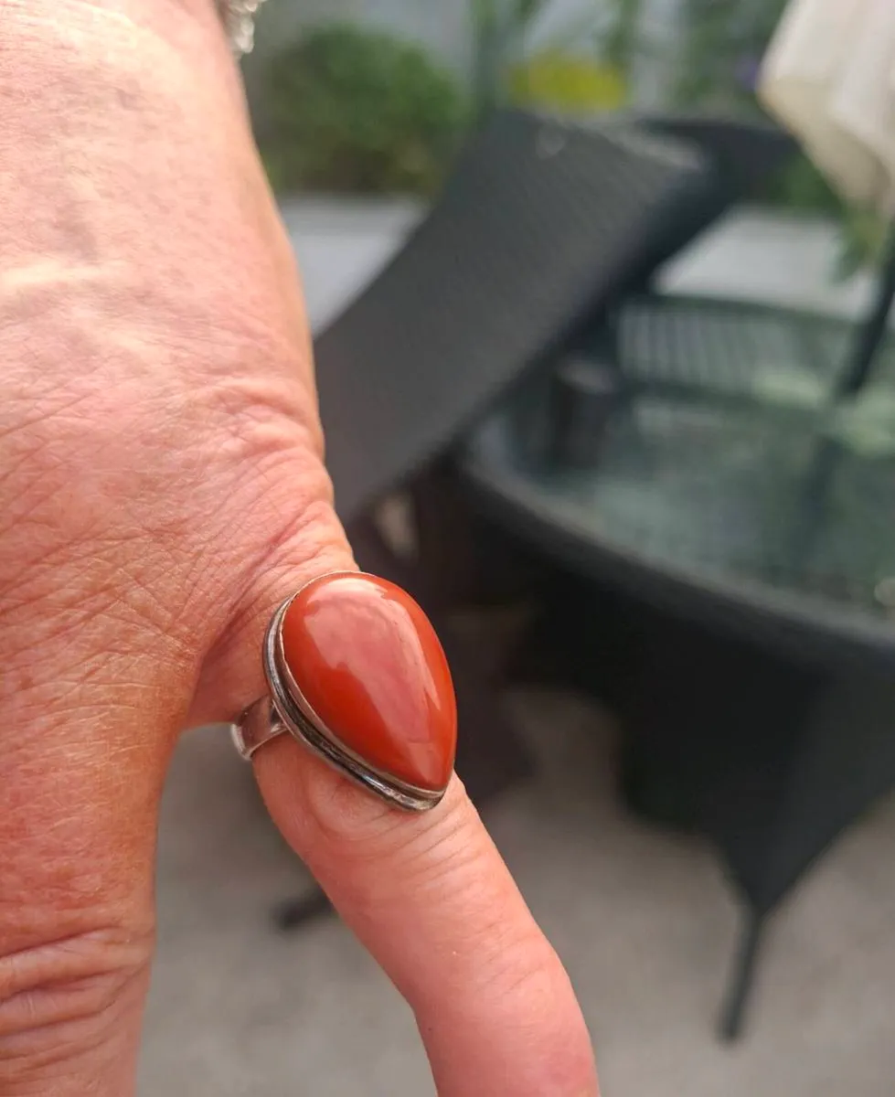 Vintage Ladies Teardrop Sterling 925 Silver Ring - Image 1