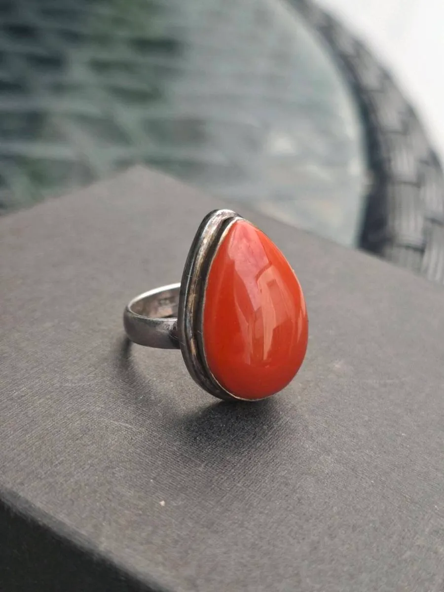Vintage Ladies Teardrop Sterling 925 Silver Ring - Image 2