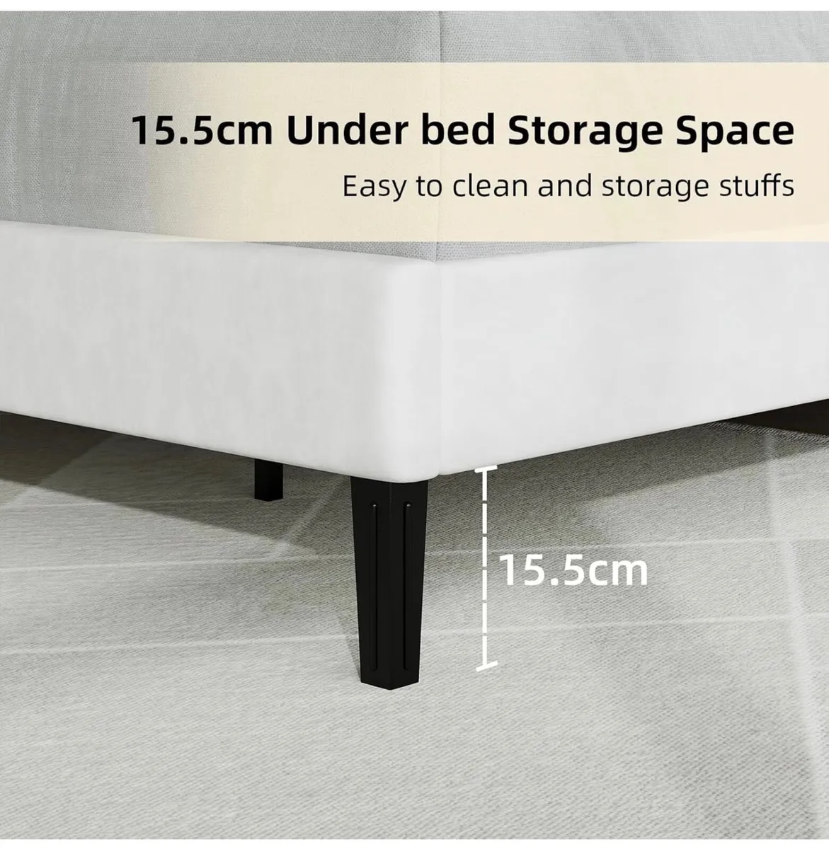 Single Bed Frame, 90 x 190 cm, Upholstered Bed wit - Image 2