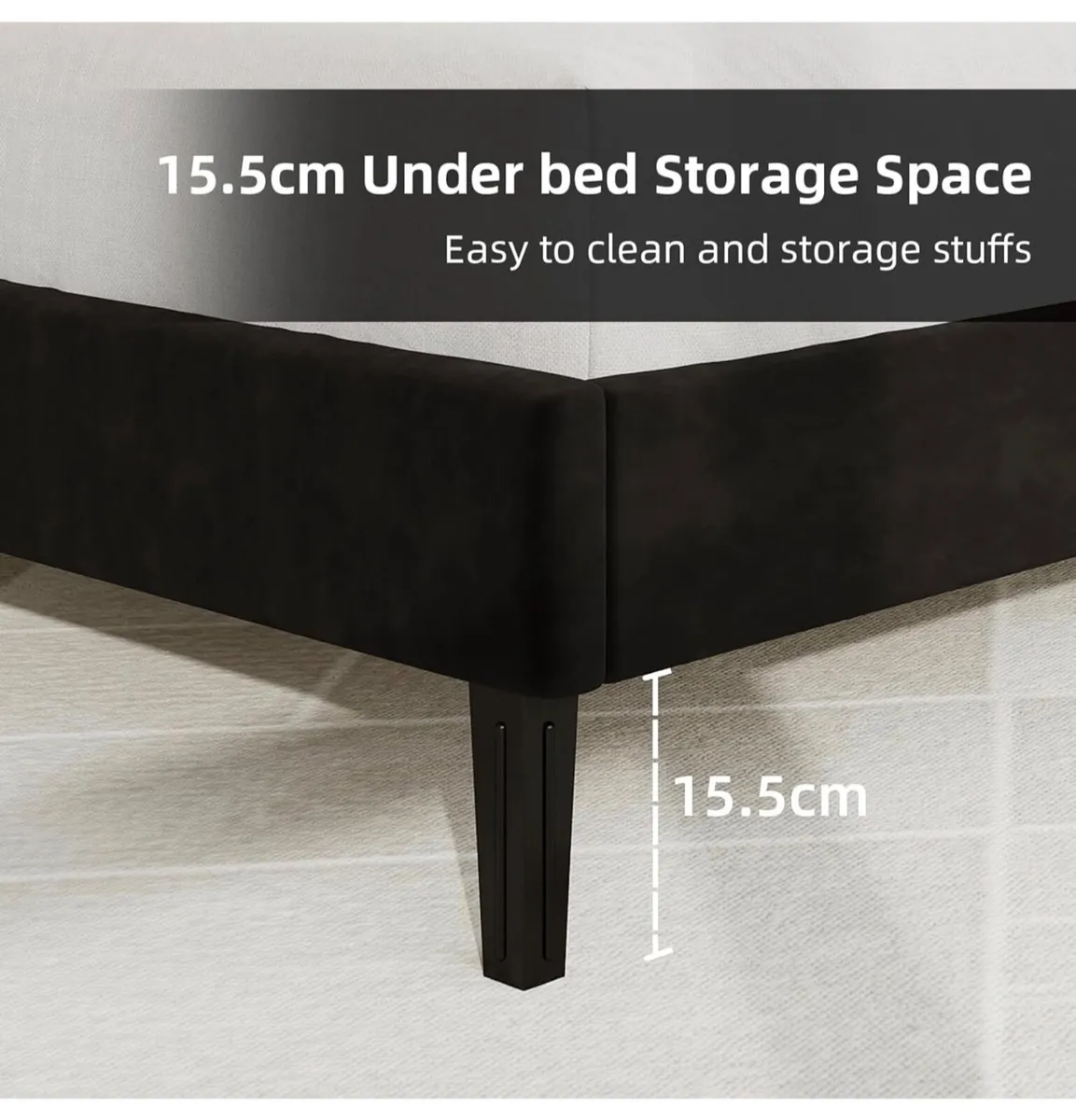 Single Bed Frame, 90 x 190 cm, Upholstered Bed wit - Image 3