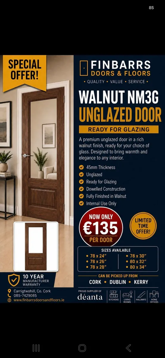 Deanta Walnut NM3G Doors