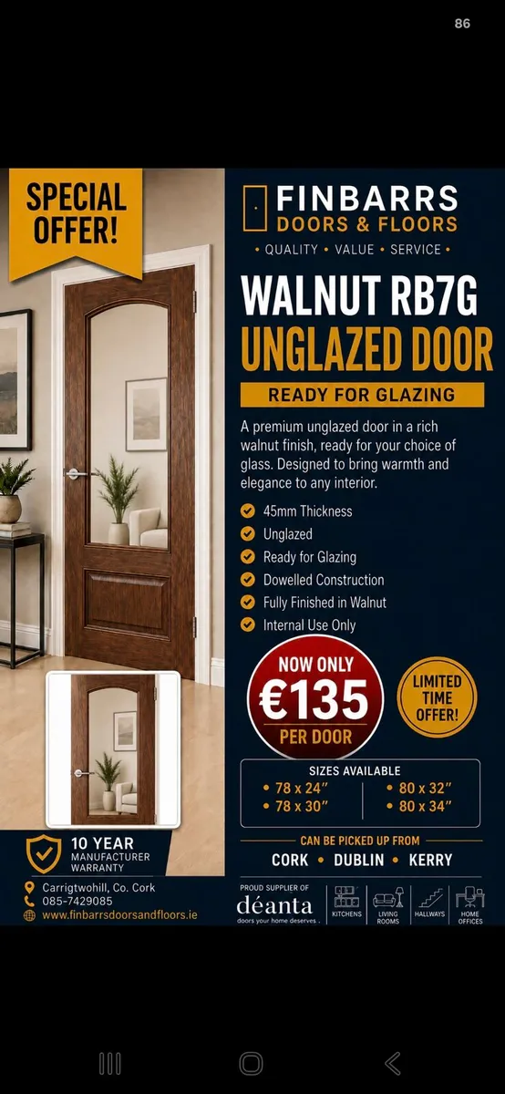 Deanta Walnut RB7G Doors