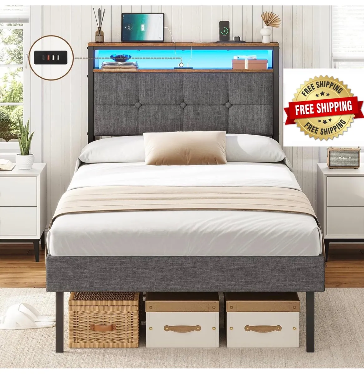3ft Single Bed Frame 90x190 Upholstered Bed Frame - Image 1