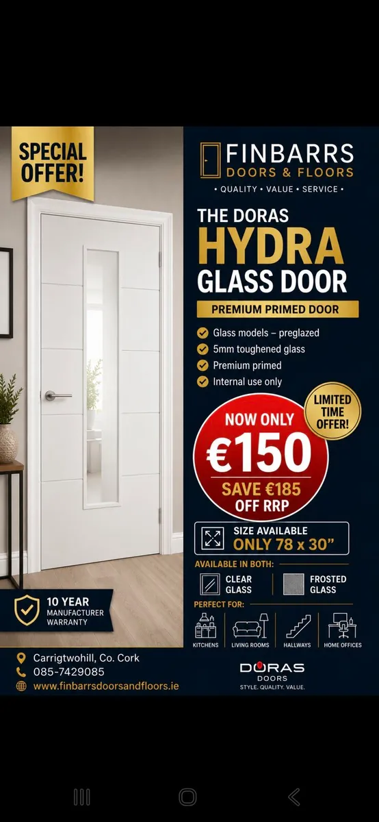 Doras Hydra Glass Doors Clear and Frosted Glass