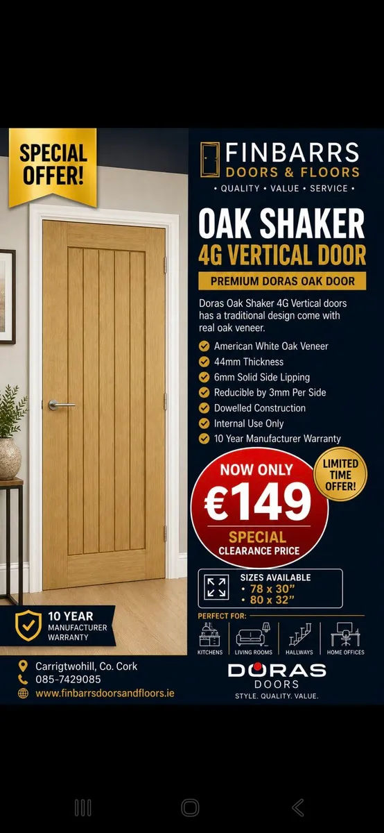Doras Oak vertical Lines Shaker Doors