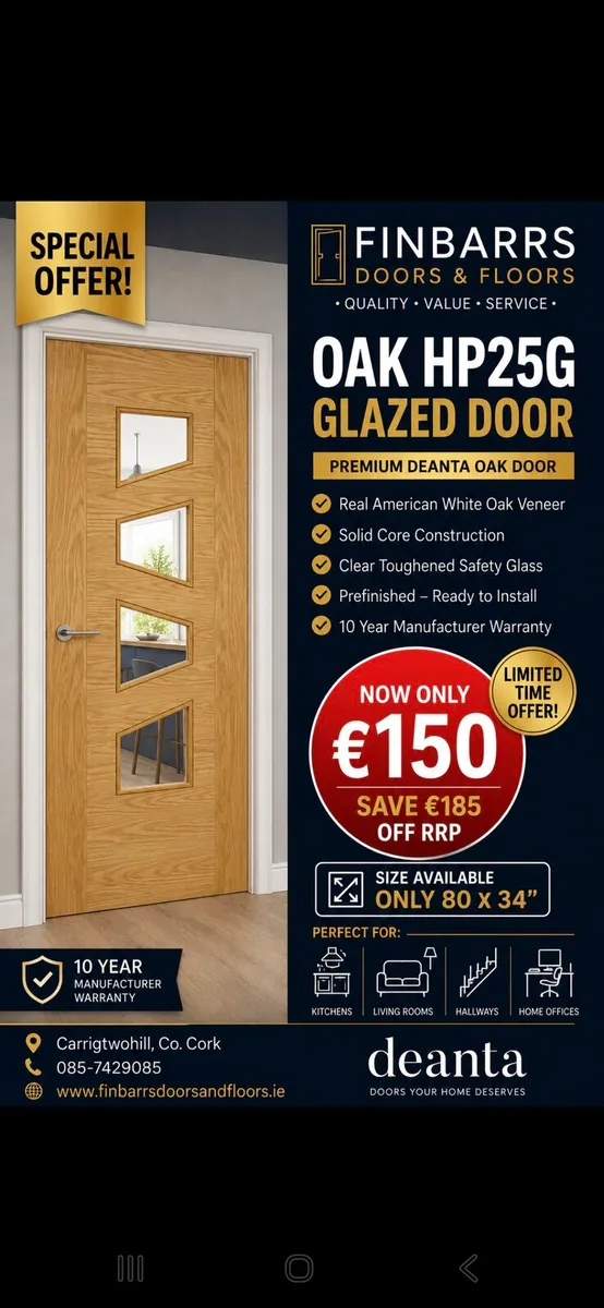 Deanta Oak Glass Doors Hp25g Clear Glass