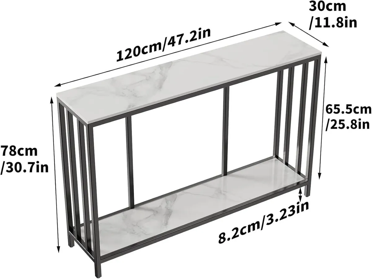 2 Tier Console Table Sintered Stone Marble Top - Image 2