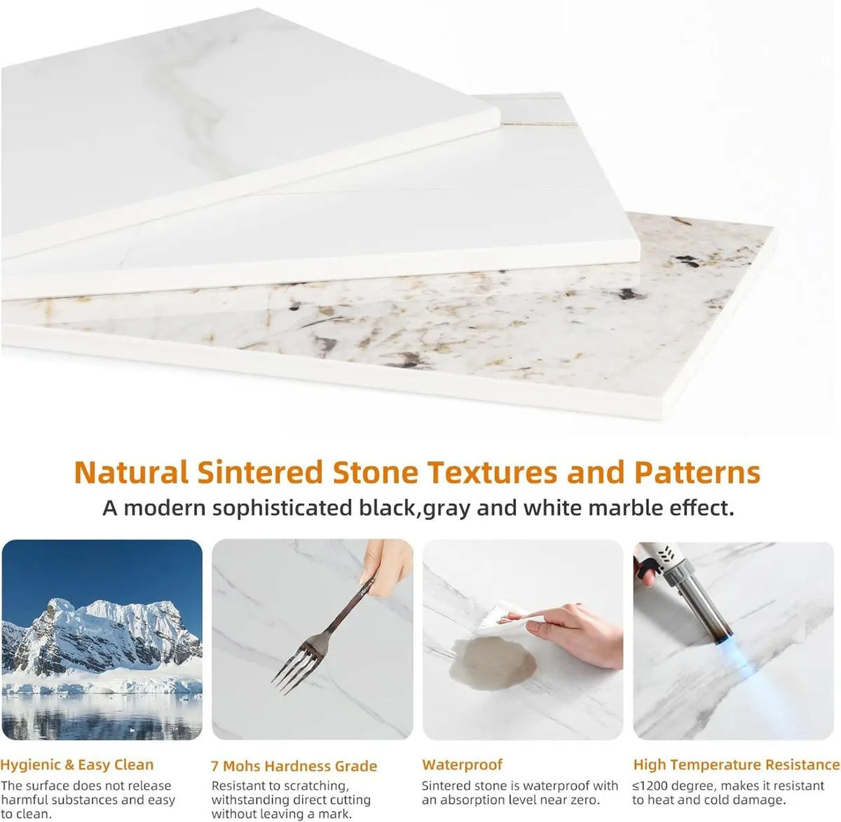 2 Tier Console Table Sintered Stone Marble Top - Image 4
