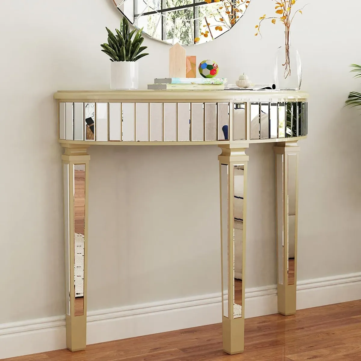Half Moon Console Table Mirrored : Hallway 90 - Image 1
