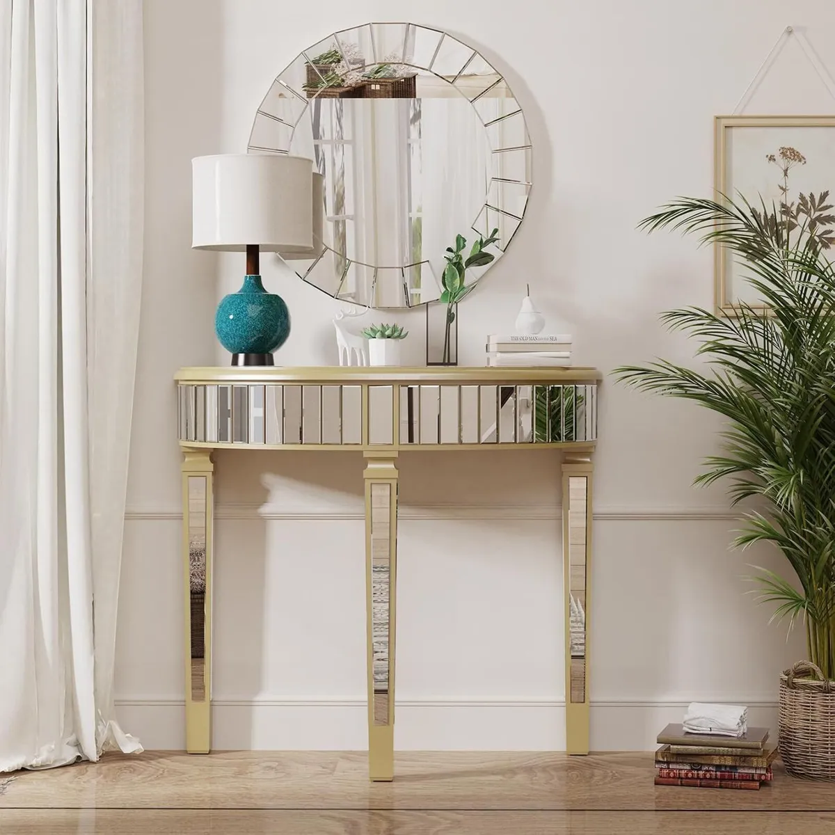 Half Moon Console Table Mirrored : Hallway 90 - Image 3