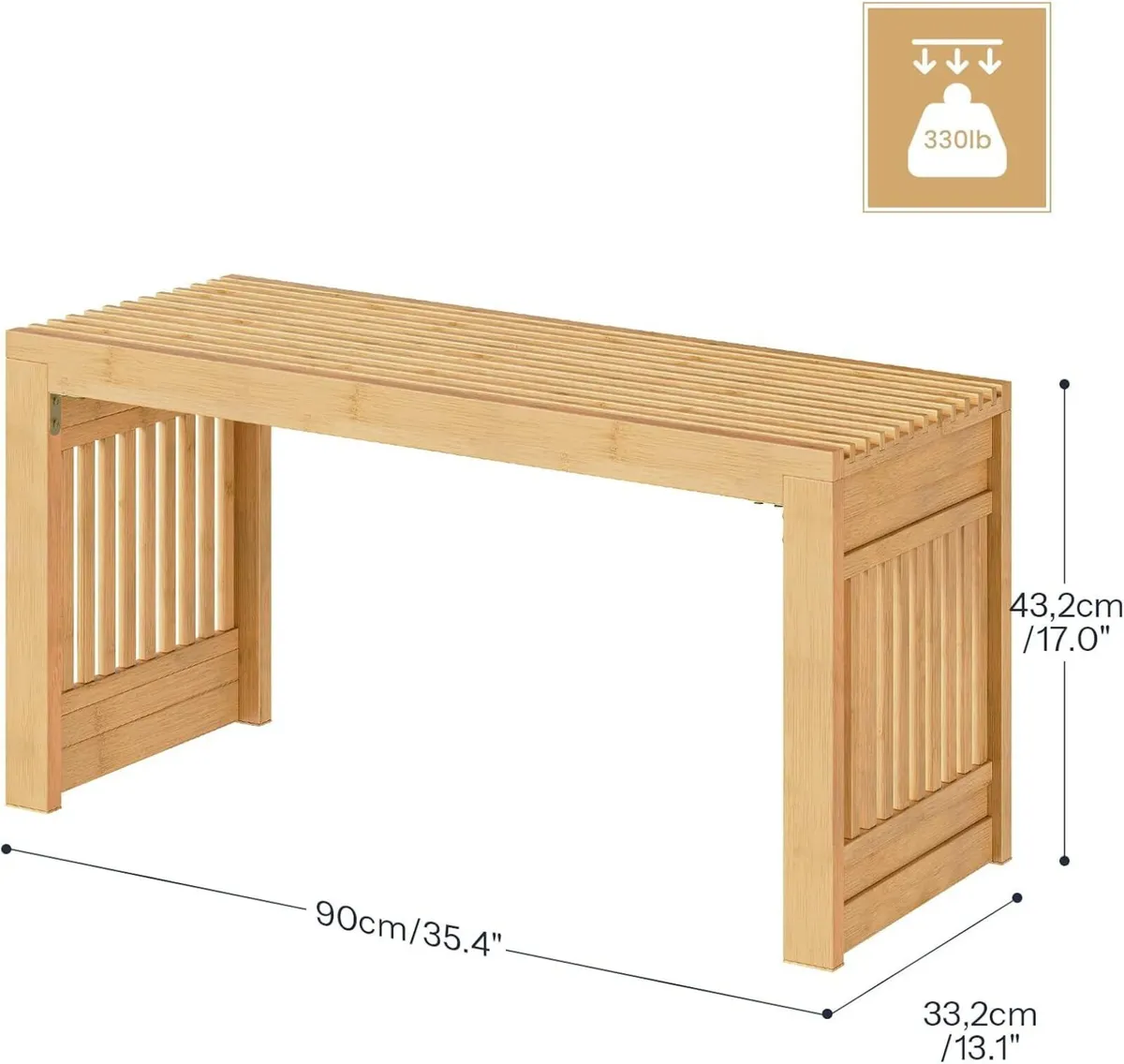 Bamboo Dining Bench Seat 2 Seater Kitchen Benches - Image 3