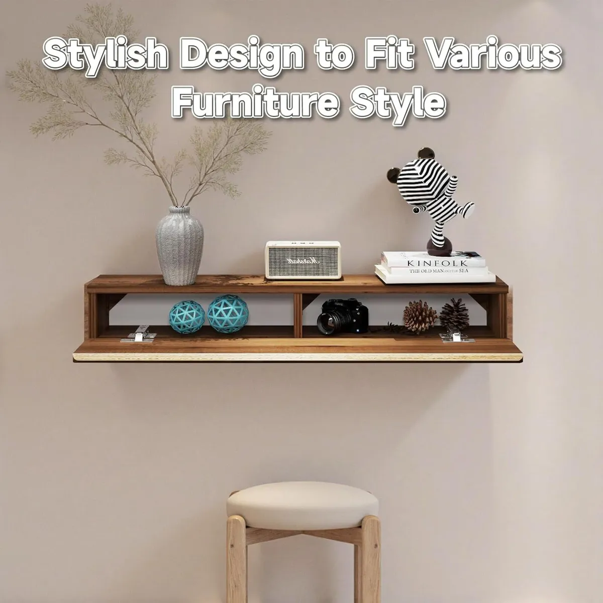 Floating Solid Wood Console Table Wall Mounted - Image 4