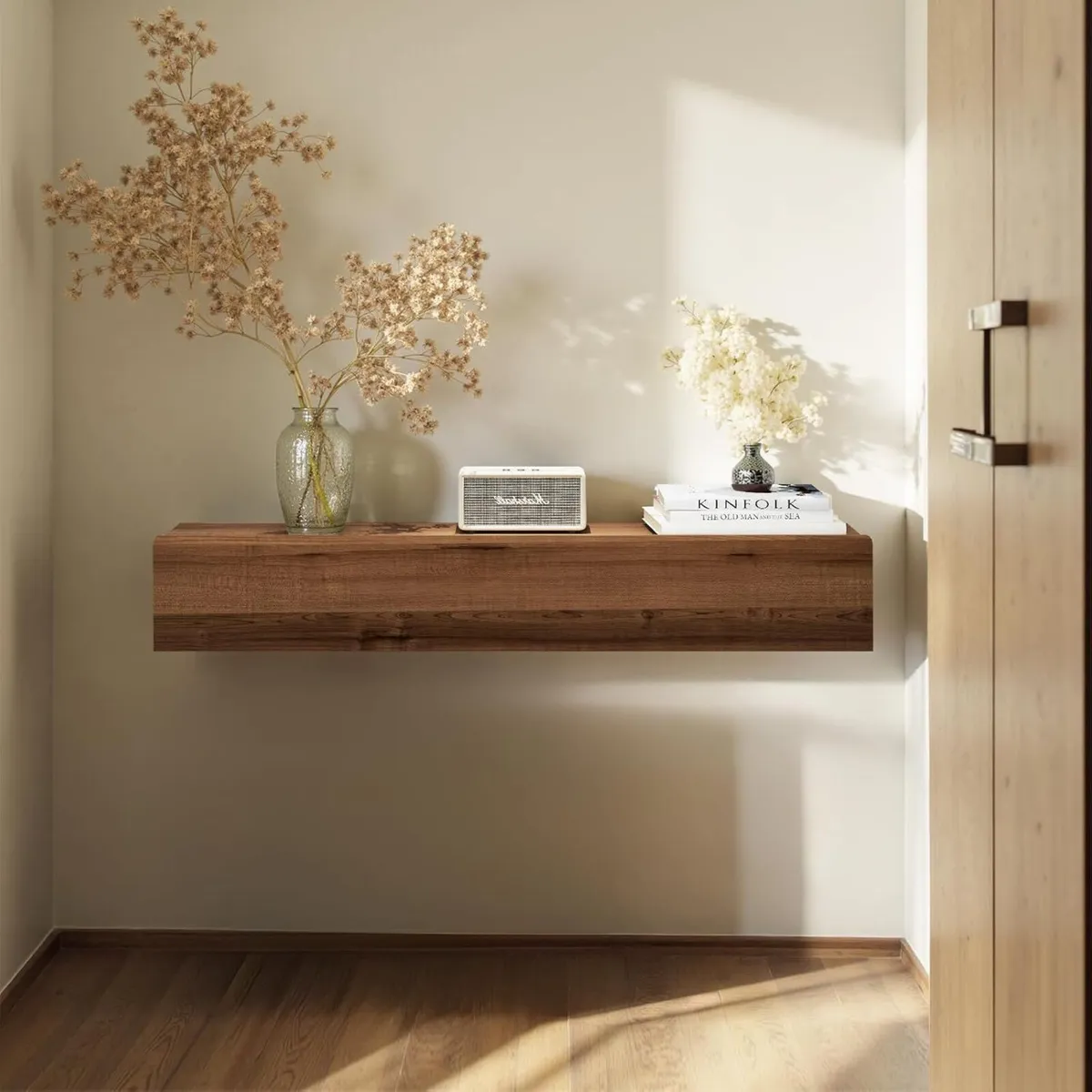 Floating Solid Wood Console Table Wall Mounted - Image 3