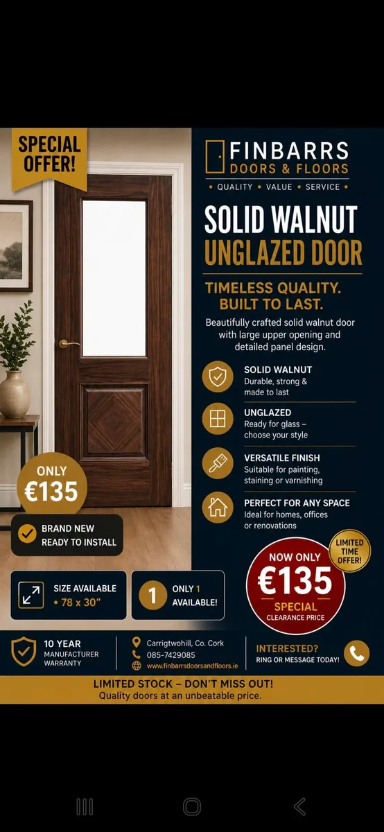 Deanta Walnut Hp11g Unglazed Door 78x30