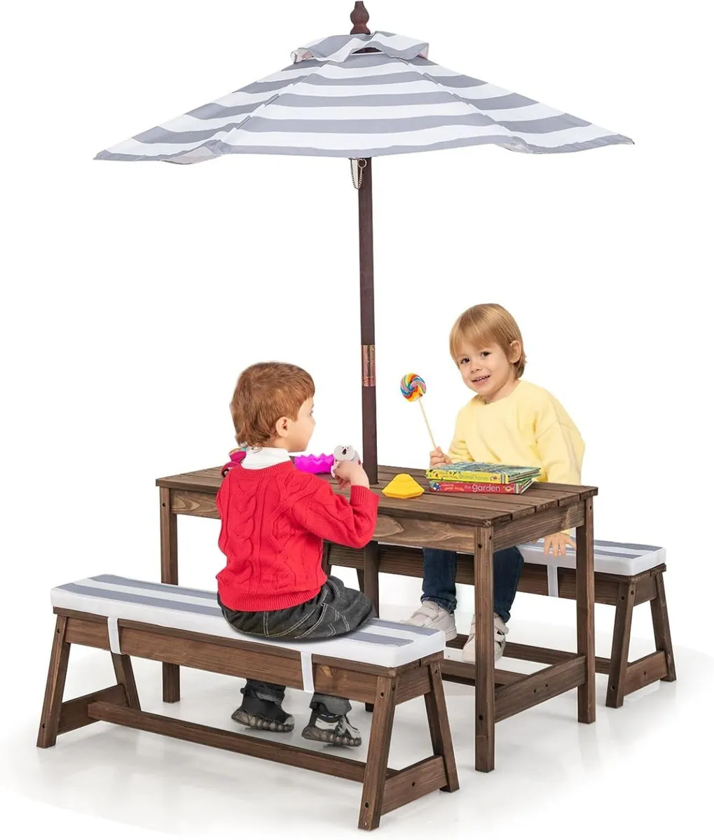Kids Picnic Table Wooden Toddler Garden - Image 1