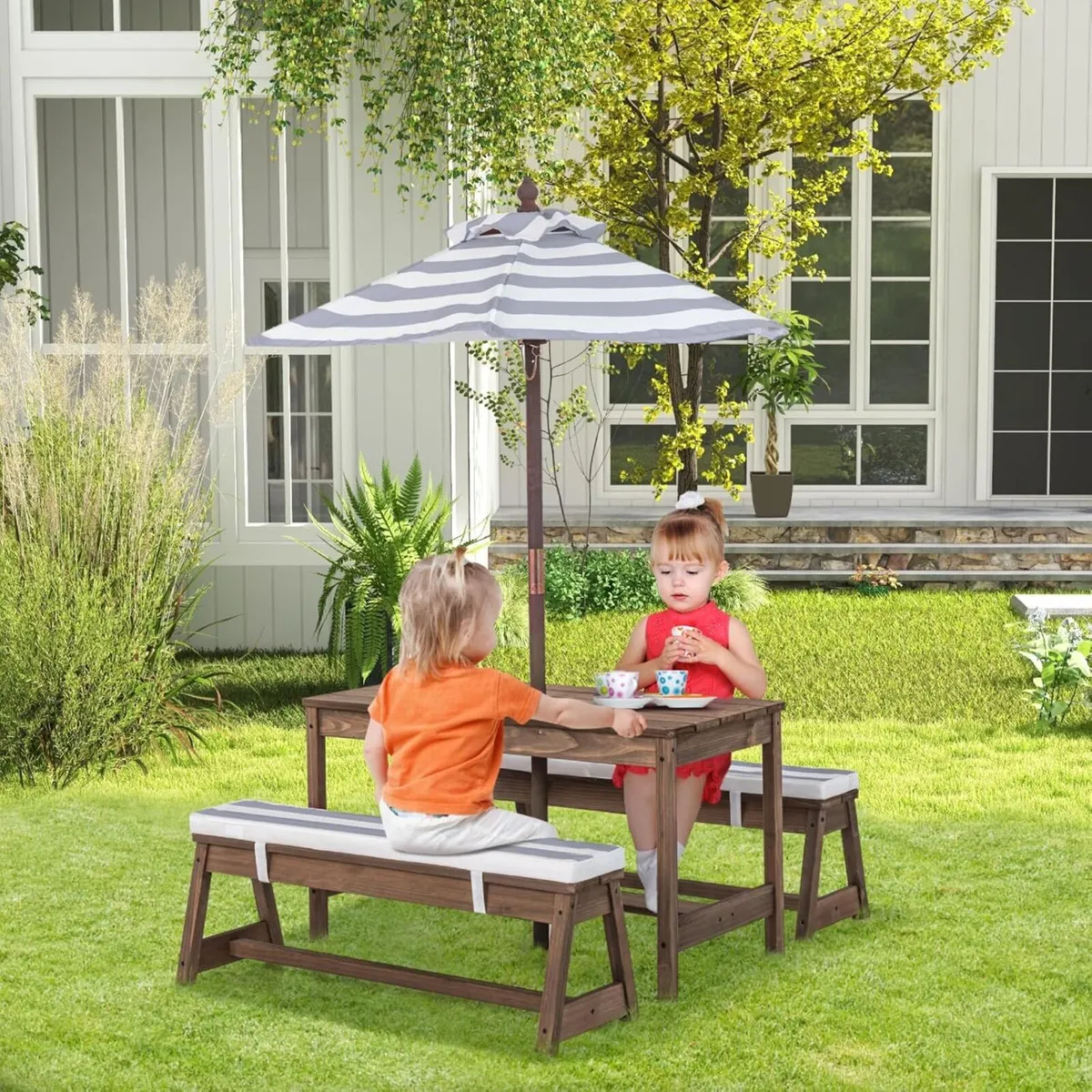 Kids Picnic Table Wooden Toddler Garden - Image 2