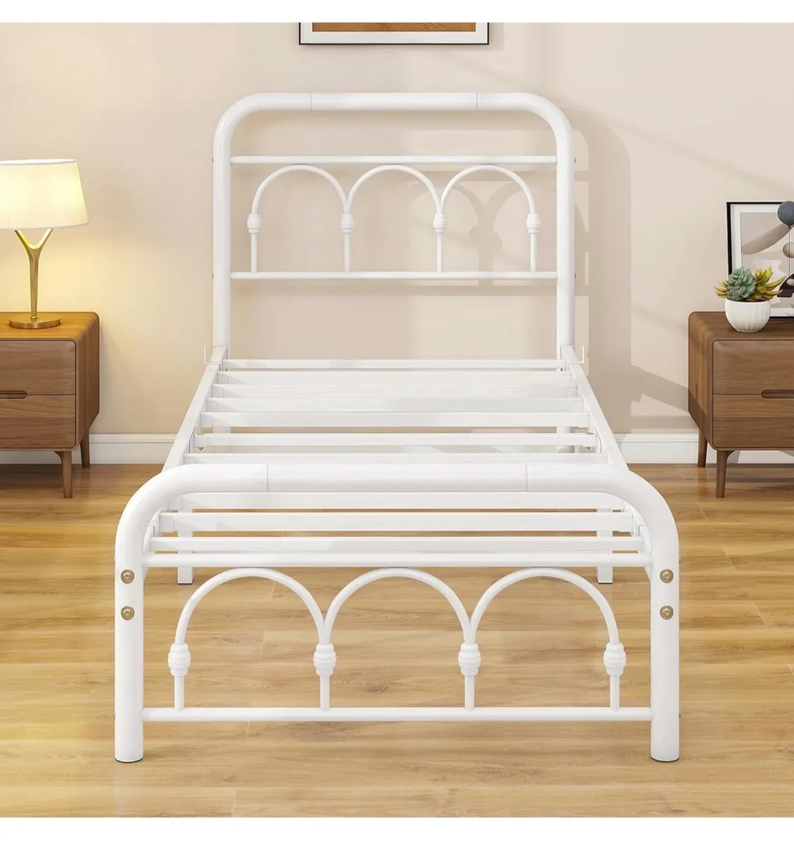3ft Single Bed Frame with Headboard(90x190cm),Meta - Image 2