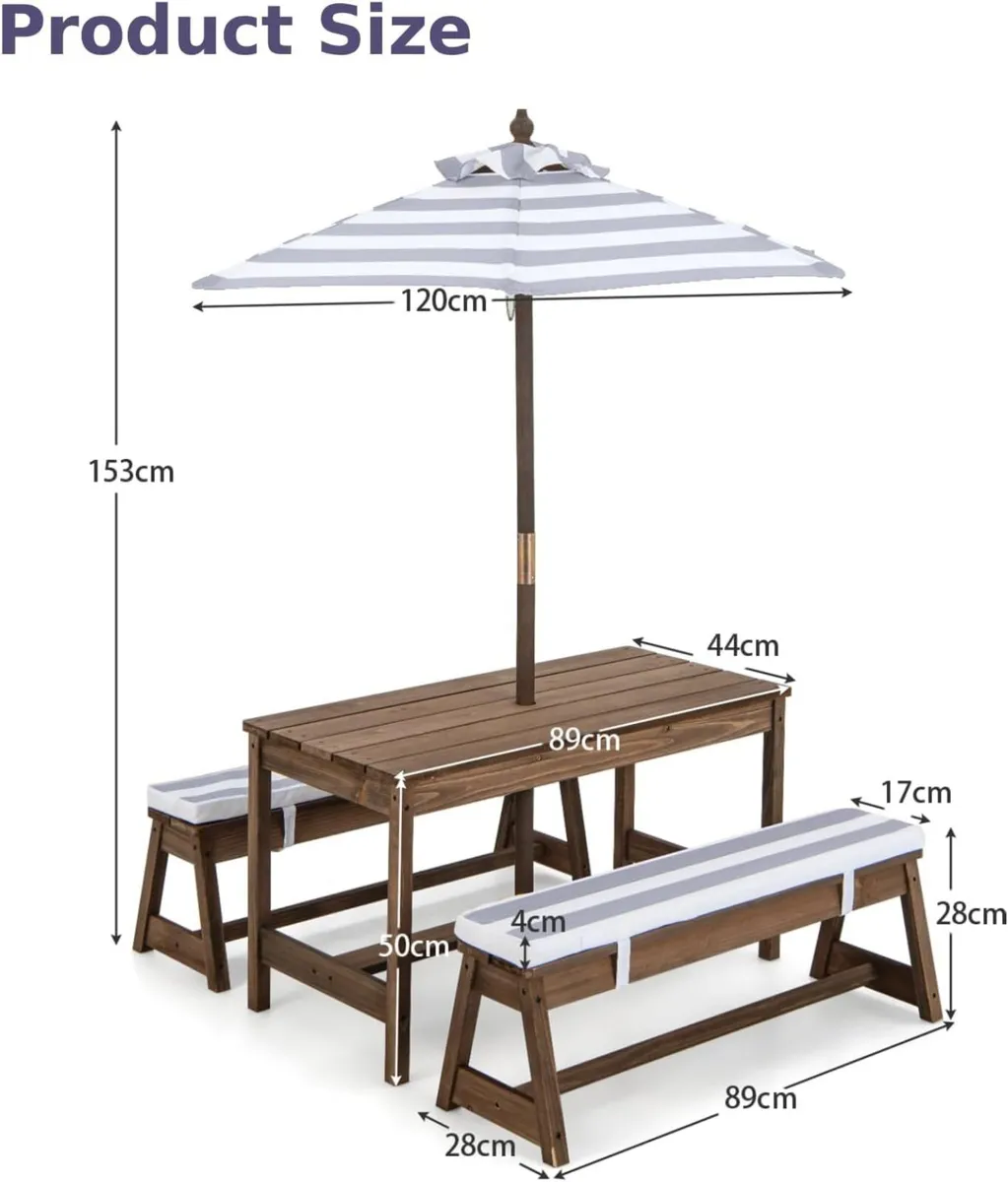 Kids Picnic Table Wooden Toddler Garden - Image 3