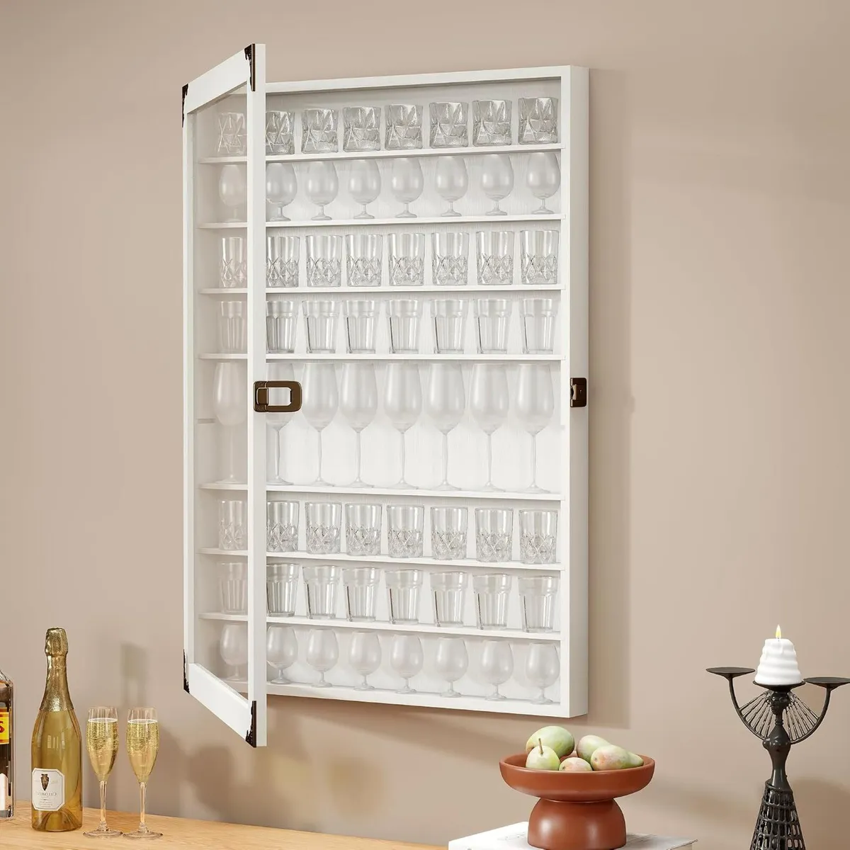Glass Display Case Lockable 72 Slots Wooden - Image 1