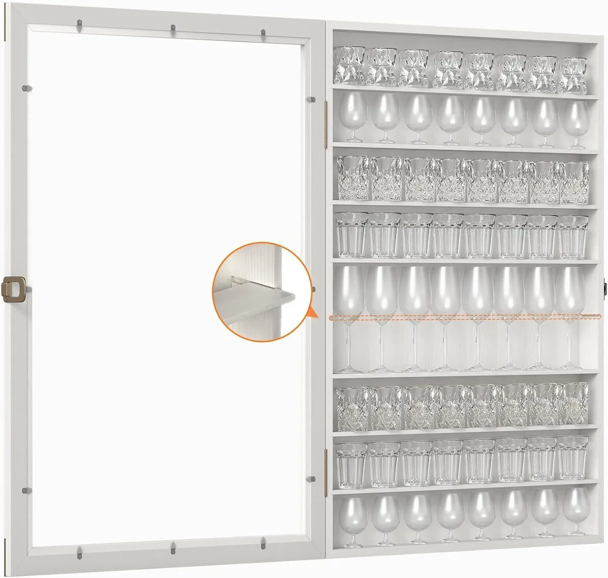 Glass Display Case Lockable 72 Slots Wooden - Image 3