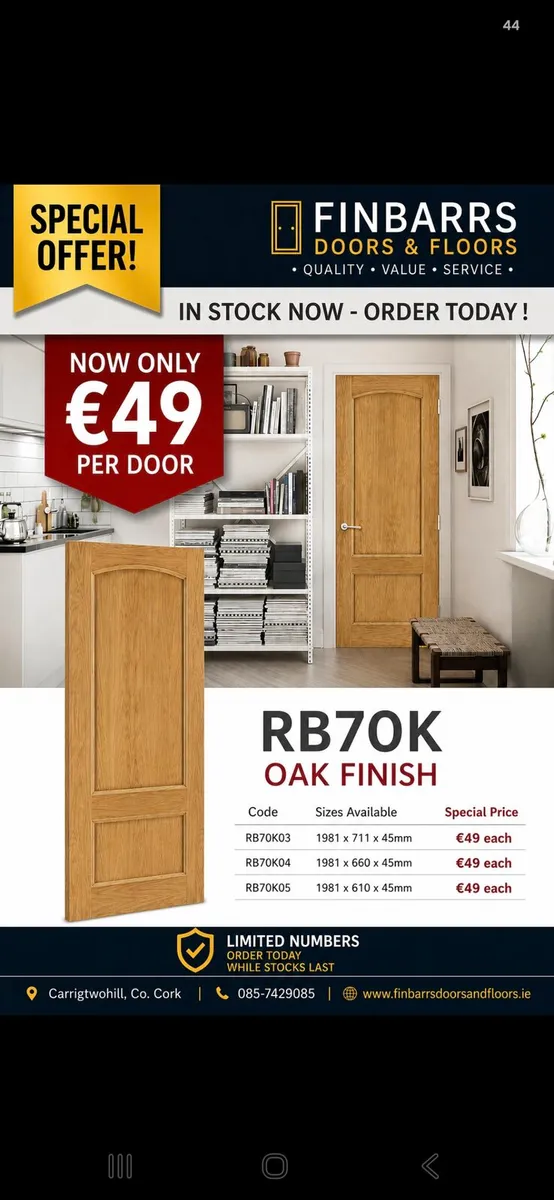 Deanta Oak Rb7solid doors Doors 78x28" only