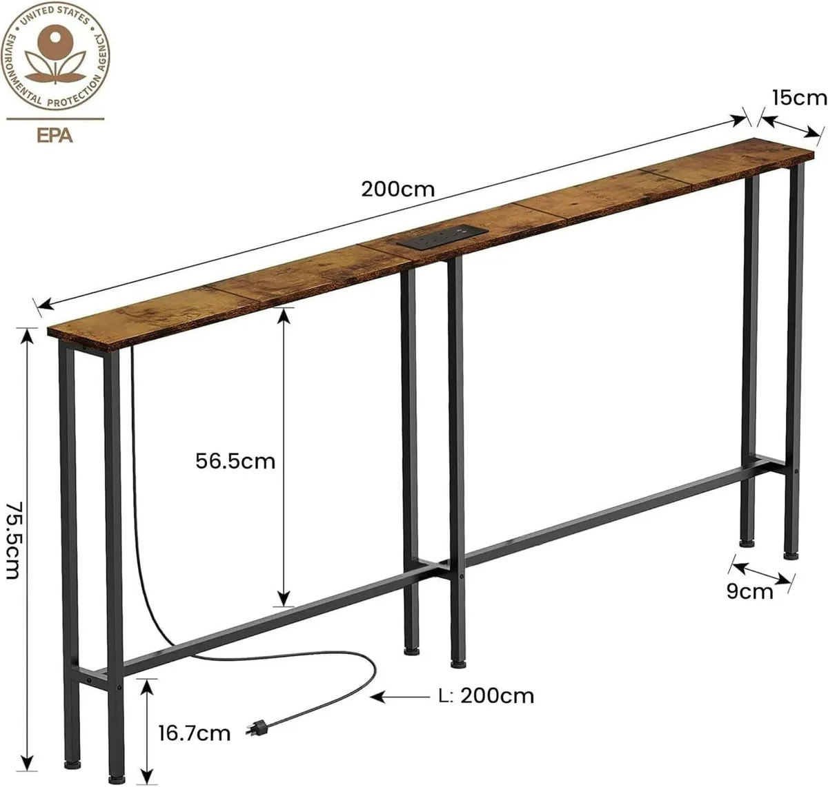 Behind Sofa Console Table with Power - Image 3