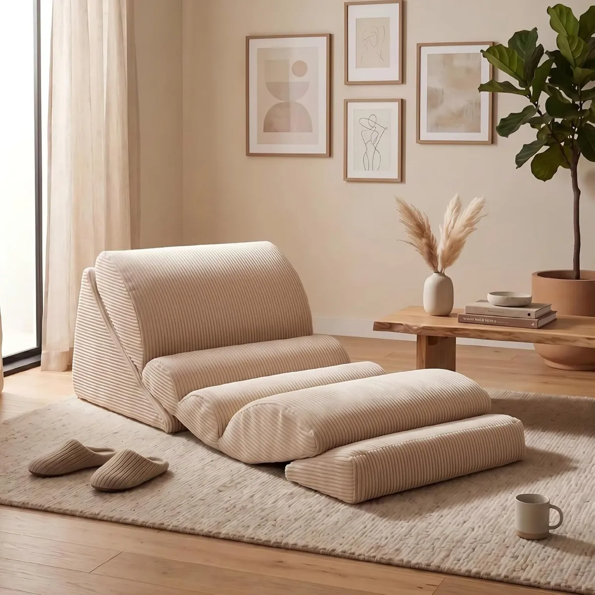 3-In-1 Floor Sofa High‑density Foam Bean Bag Chair - Image 1