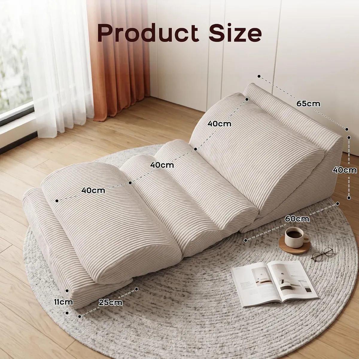 3-In-1 Floor Sofa High‑density Foam Bean Bag Chair - Image 2