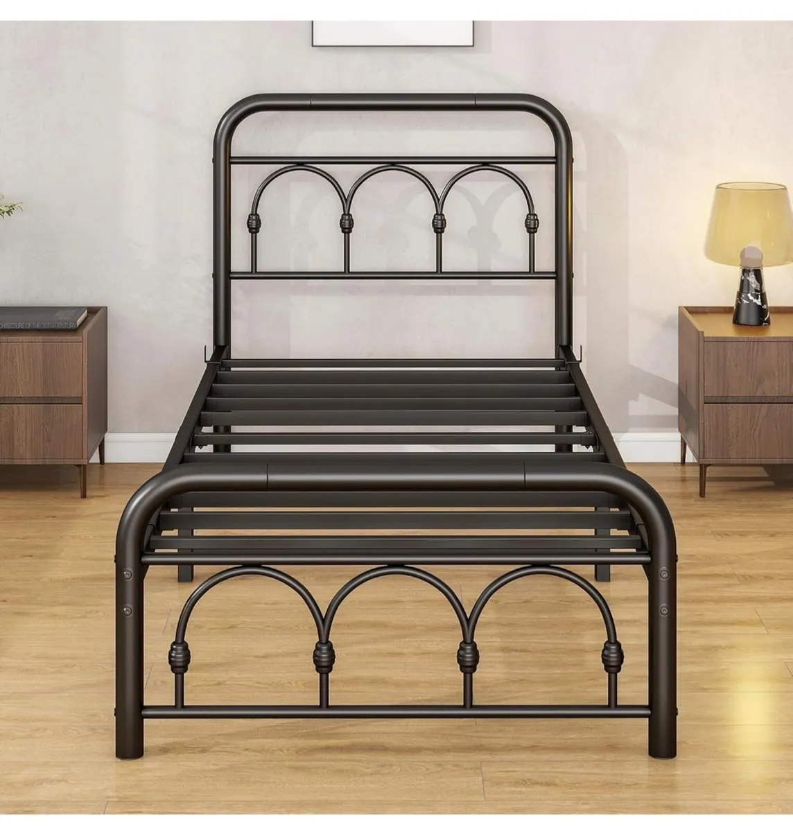 Metal Single Size Bed Base with Footboard,Heavy Du - Image 2