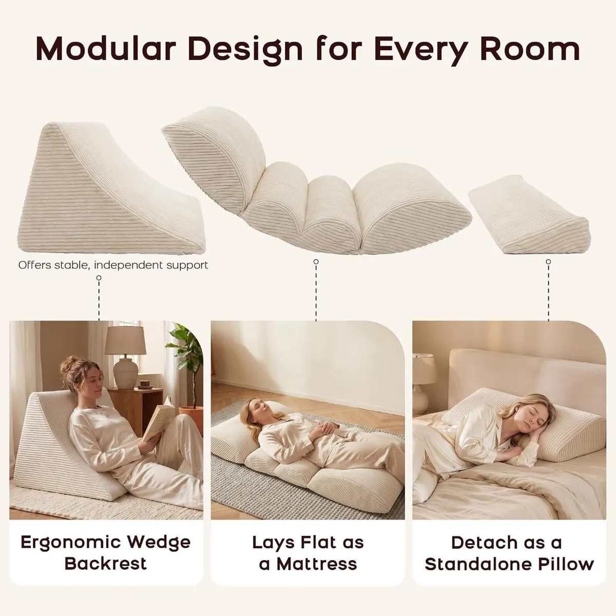 3-In-1 Floor Sofa High‑density Foam Bean Bag Chair - Image 4