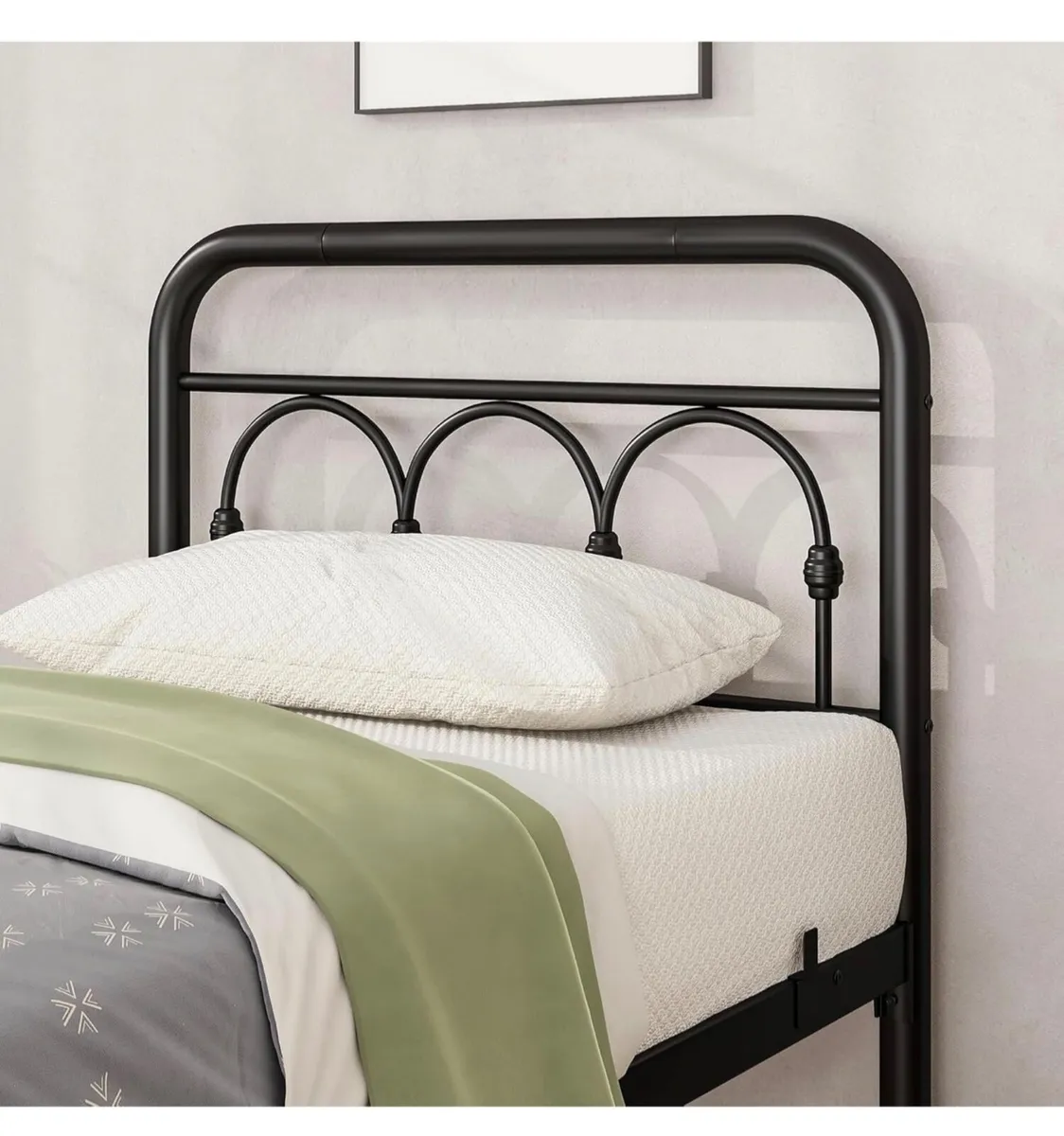 Metal Single Size Bed Base with Footboard,Heavy Du - Image 3