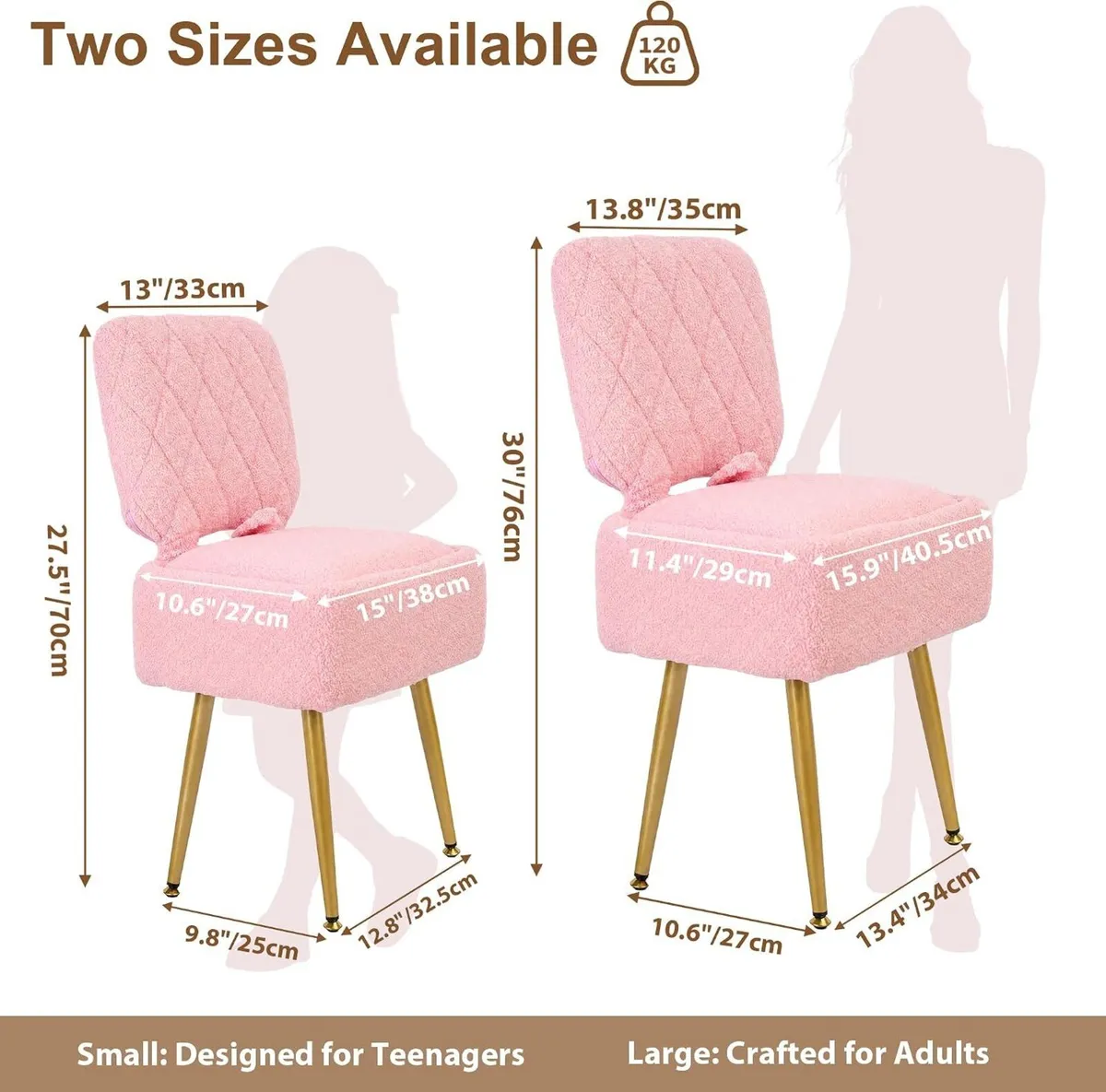 Vanity Chair with Stroage Sherpa Fleece Dressing - Image 3