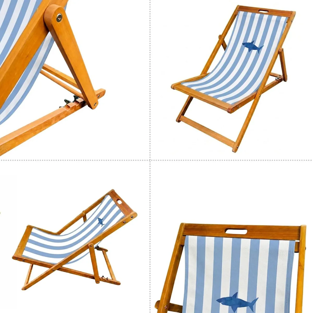 Wooden Folding Deck Chair with Fabric Sling - Image 2