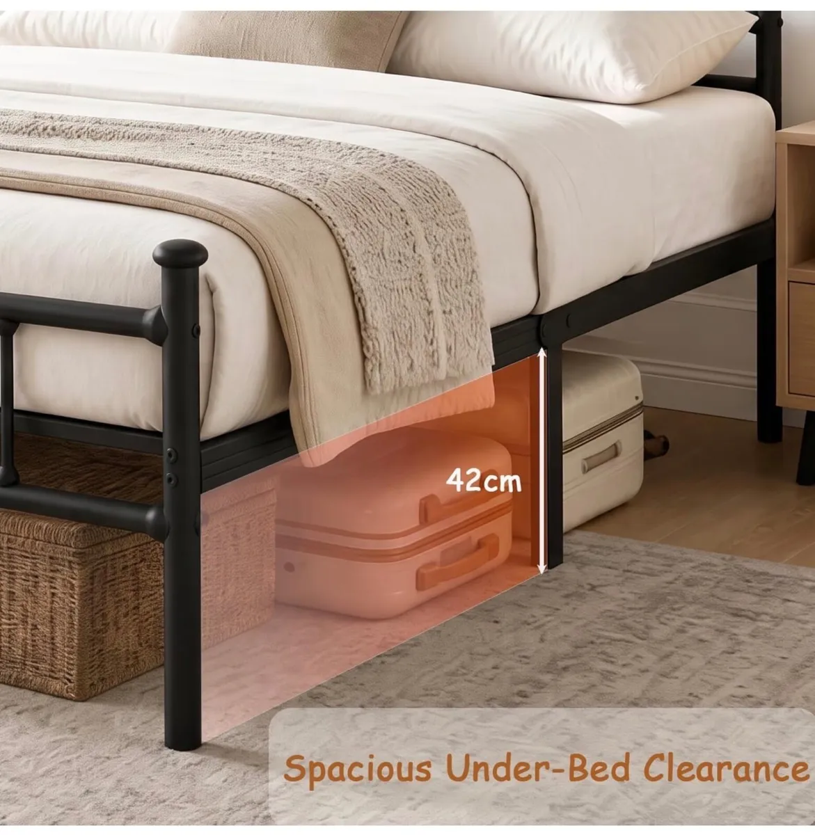 3ft Single Metal Bed Frame with Headboard Footboar - Image 4