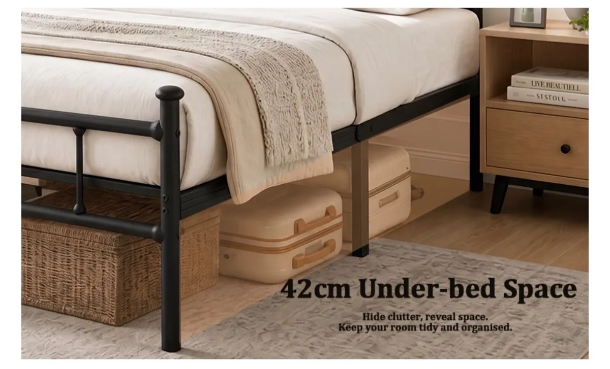 3ft Single Metal Bed Frame with Headboard Footboar - Image 3