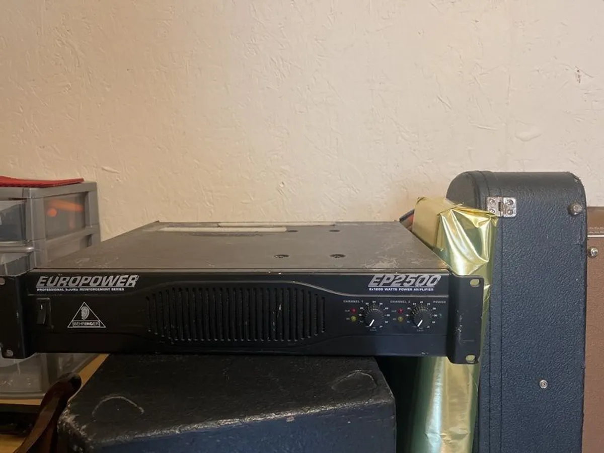 PA System (Speakers, Power Amp + Desk) - Image 2