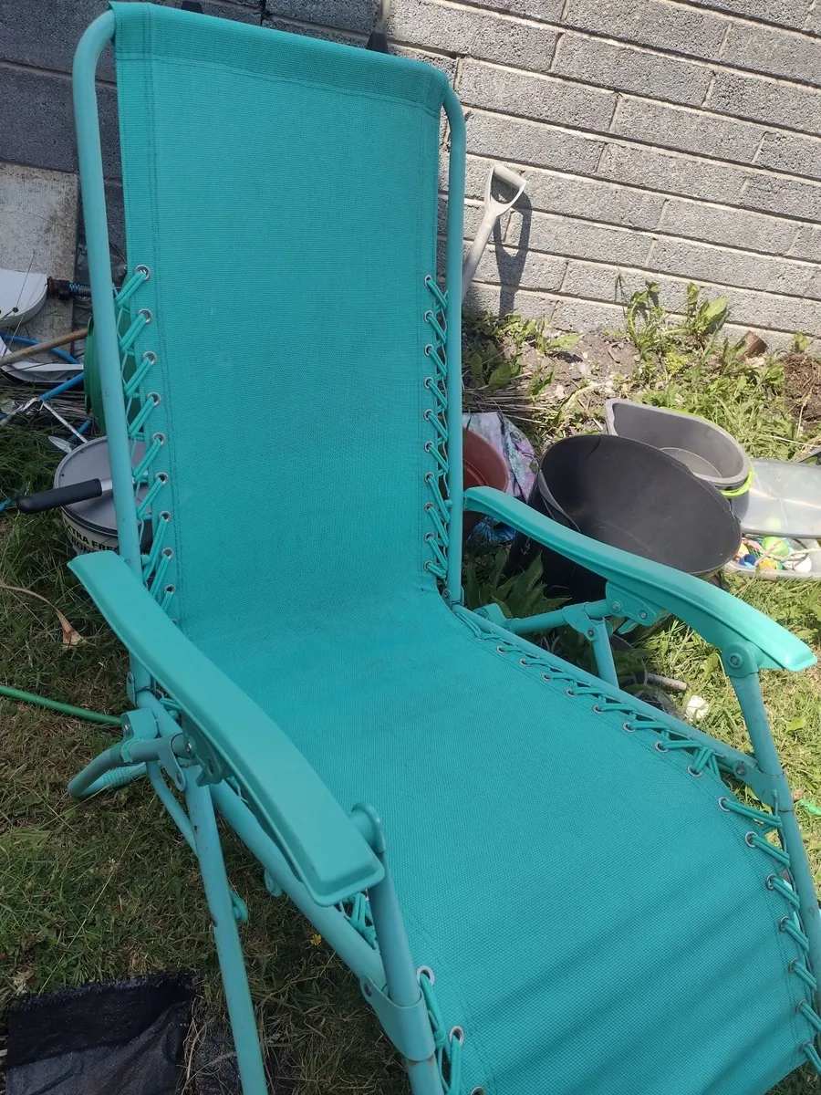 Garden sunlounger chair with armrests & footrest - Image 1