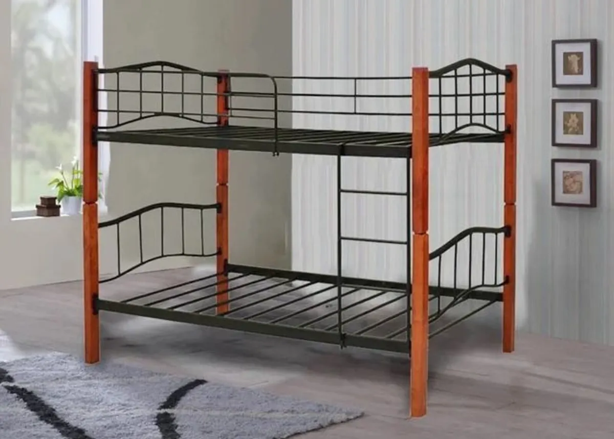 Metal & Wood Single Bunk Bed, Free delivery - Image 2