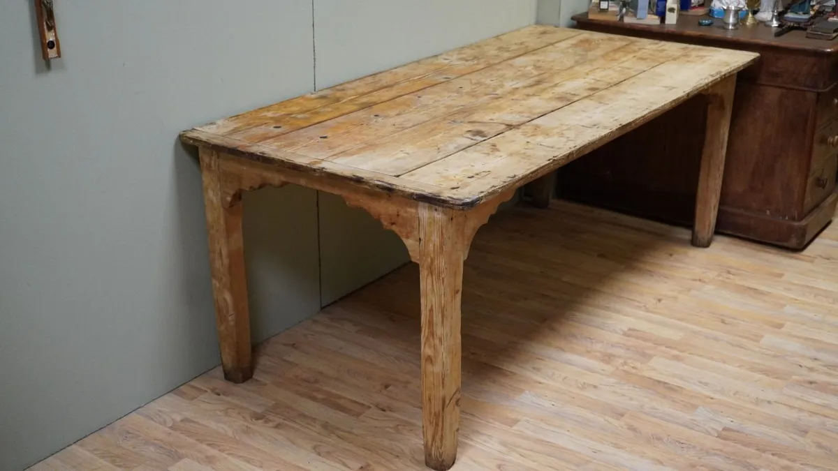 Antique Pine Country Farmhouse Table - Image 2