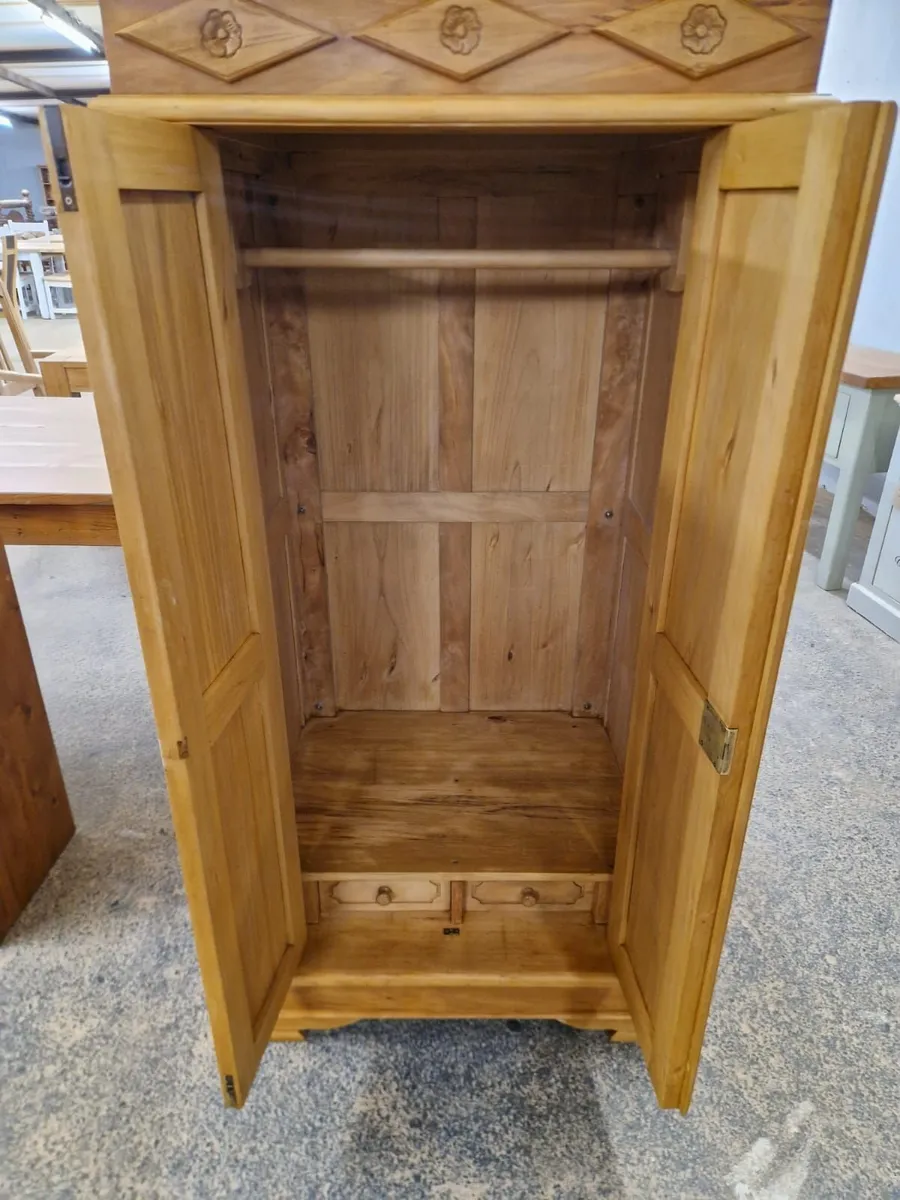 Vintage pine wardrobe - Image 3