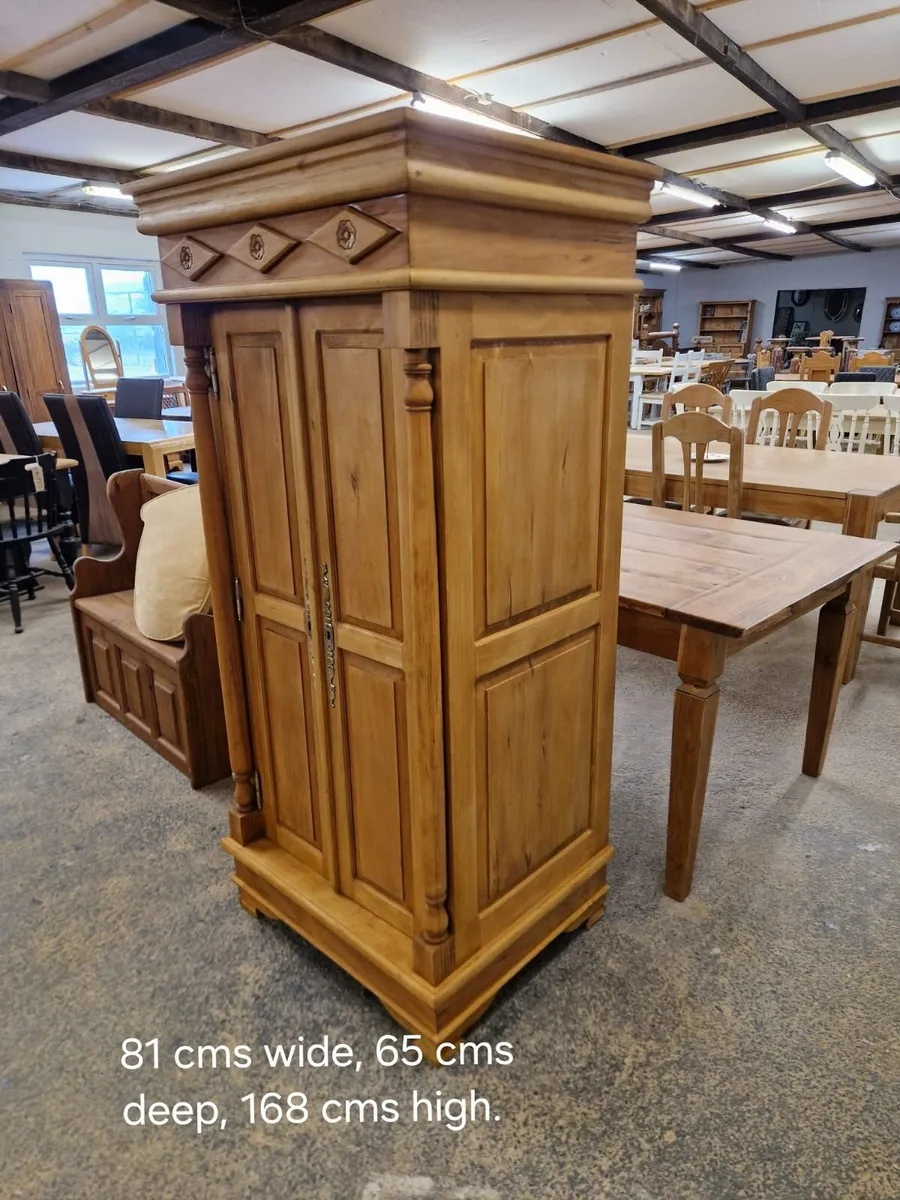 Vintage pine wardrobe - Image 4